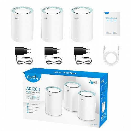 Cudy Mesh AC1200 Dual Band Gigabit Wi-Fi 3-Pack M1300 Cudy Mesh AC1200 Dual Band Gigabit Wi-Fi 3-Pack M1300